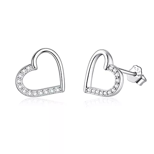 Abiguell Schmuck Abiguell Ohrstecker Damen Silber Ohrstecker Zirkonia Ohrringe Schmuck 925 Sterling Silber Ohrringe für Damen, Liebe Herz Ohrringe, Geschenk für Frauen Mädchen