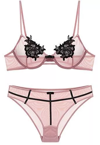 The victory of cupid Unterwäsche & Dessous The victory of cupid Stickerei Rose Elegant BH und Panty Sets 2 Stück Dessous Sets Babydoll