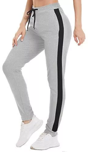 TACVASEN Hosen TACVASEN Damen Trainingshose Atmungsaktiv Jogginghose Sweatpants Baumwoll Sporthose Slim Fit mit Streifen