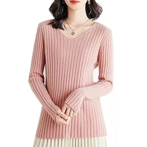 KeYIlowys Pullover & Strickmode KeYIlowys V-Ausschnitt Pullover Pullover Damen Herbst Und Winter Neu Schlank Kurz Einfarbig Langarm Wollbasis Pullover