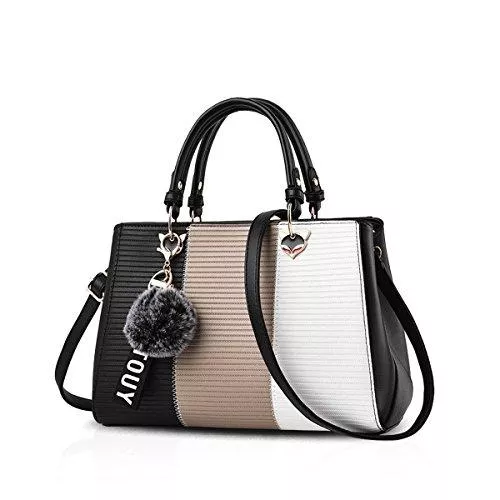 NICOLE &amp; DORIS Taschen & Rucksäcke NICOLE &amp; DORIS 2021 Neue Frauen Tasche Damen Leder Handtasche Mode Umhängetasche Mit Pompon abnehmbarem Schultergurt Handtasche Khaki