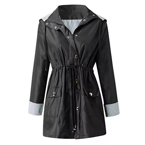 VEMOW Mäntel VEMOW Regenmäntel Damen Wasserdicht Windjacke Feste Regenjacke im Freien mit Kapuze Trenchcoats Plus Size Windproof Loose Coat