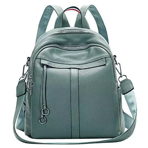 ALTOSY Taschen & Rucksäcke ALTOSY Echtes Leder Rucksack Damen Convertible Schultertasche Elegant Rucksäcke Tasche (S102, Blaugrün)