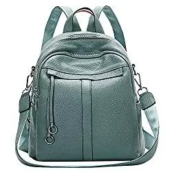 ALTOSY Taschen & Rucksäcke ALTOSY Echtes Leder Rucksack Damen Convertible Schultertasche Elegant Rucksäcke Tasche (S102, Blaugrün)