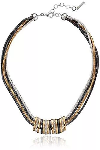 Nine West Schmuck Nine West Large Slider Silber, Gold, Hämatit und Kristall Halskette von 40 cm