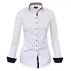 HEVENTON Blusen & Tuniken HEVENTON Bluse Damen Langarm in Weiß Hemdbluse - Größe 36 bis 50 - elegant und hochwertig 1178