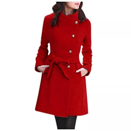 Xmiral Mäntel Xmiral Mantel Damen Einfarbig Rollkragen Lange Umlegekragen Trenchcoat Jacke mit Gürtel