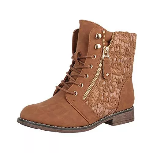 Elara Stiefel Elara Damen Worker Boots Spitze Stiefeletten Chunkyrayan