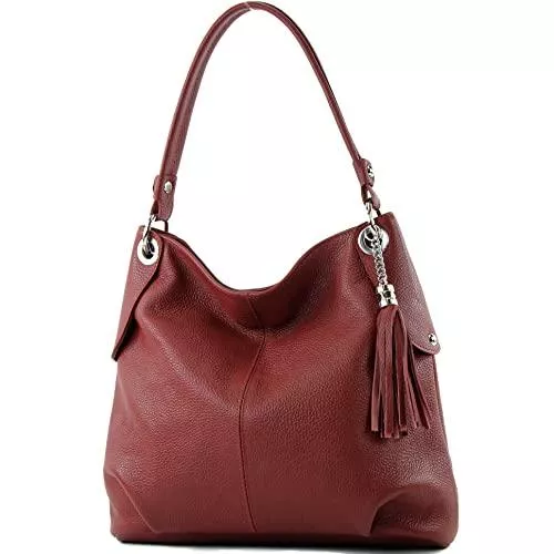 modamoda de Taschen & Rucksäcke modamoda de - T185 - ital. Damen Schultertasche aus Leder