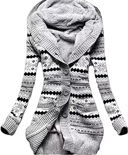Maverick pig Strickjacken Daman Mit Kapuze Langen Loose gestreift Warm Abschnitt sowie Dicke Samt Gestrickt knopf Strickjacke Outwear Mäntel Tunika Parka Hoodie Tuniken Kapuzenpullis Kapuzenpullover Kapuzenjacke