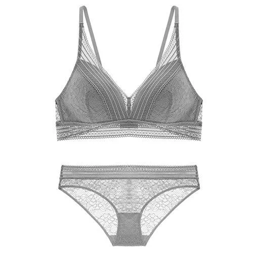 Owenqian Unterwäsche & Dessous Für größere Ansicht Maus über das Bild ziehen Owenqian Damen Lingerie UnterwäSche, Damen Dessous Stickerei Spitze Unterwäsche Sets BH Set 3/4 Cup Intimates BH &amp; Brief Set
