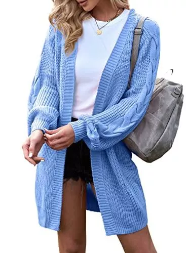 Maavoki Strickjacken Maavoki Damen Lang Strickjacke Oversize Langarm Sweater Cardigan Casual Strickmantel Herbst Outerwear mit Tasche