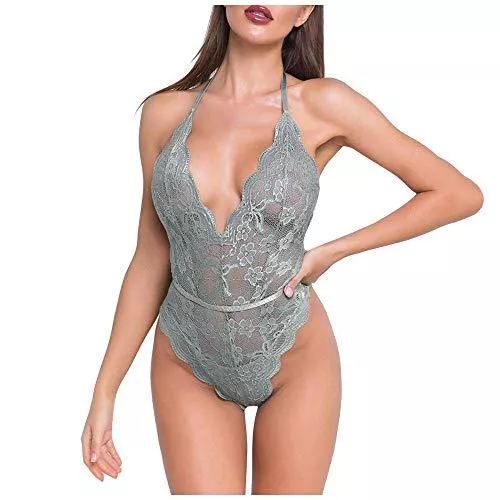 GDFGF Unterwäsche & Dessous GDFGF Dessous Sets für Damen Sexy erotische Spitzenunterwäsche tiefer V-Ausschnitt Neckholder Babydoll Damenunterwäsche Strumpfhosen Strumpfhosen Pyjamas Unterwäsche
