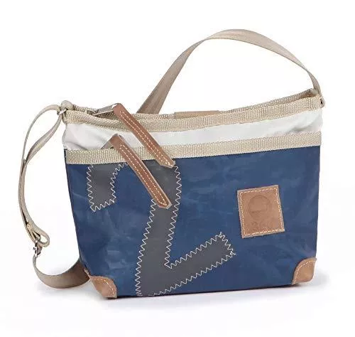 360° Taschenagentur Kramer Taschen & Rucksäcke Schultertasche Deern Lütt, recyceltes Segeltuch, Blau Weiß Grau von 360 Grad
