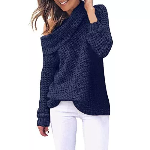 Committede-Sweatshirt Pullover & Strickmode CommittedeDamen Rollkragen Strick Lose Tops Strickpulli Longpullover Herbst Winter Strickpullover Elegante Loose Freizeit Langarm Normallacks Feinstrick Pullover Stricktop