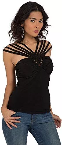 clubwearguru Ärmellose Blusen clubwearguru® Damen Gerüschtes Netz Clubwear Top