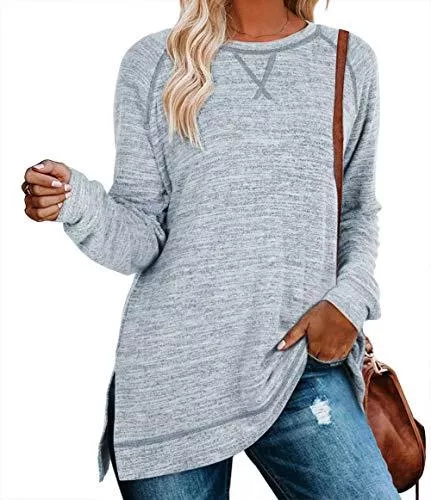 ANFTFH Langarmshirts ANFTFH Damen Sweatshirt Damen Longshirt Langarm Langarm Pullover Damen