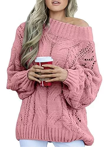 Aleumdr Pullover & Strickmode Aleumdr Strickpullover Damen Oversize Pullover Grobstrick Winterpullover Strickpulli Sweater lässig Outwear Casual elegant einfarbig S-XXL