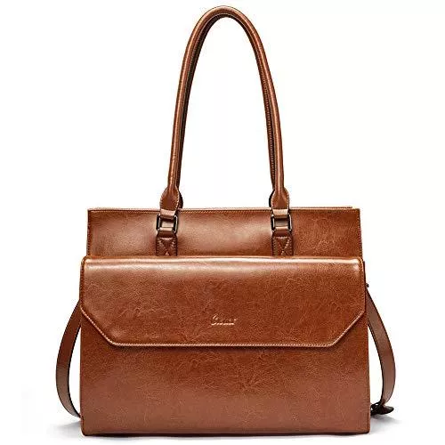 CLUCI Taschen & Rucksäcke CLUCI Vintage Aktentasche Damen Leder 15,6 Zoll Laptoptasche Business Tasche Ölwachs Leder Fraun Schultertasche