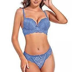 SHEKINI Unterwäsche & Dessous SHEKINI Damen BH Set BH Und String Spitze Trägerloser Abnehmbare Träger Push Up Bügel BH Unterwäsche Lingerie Tanga Dessous Sets