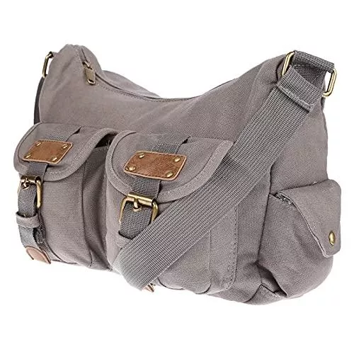 Christian Wippermann Taschen & Rucksäcke Christian Wippermann Damen Handtasche Schultertasche Tasche Umhängetasche Canvas Shopper Crossover Bag Grau