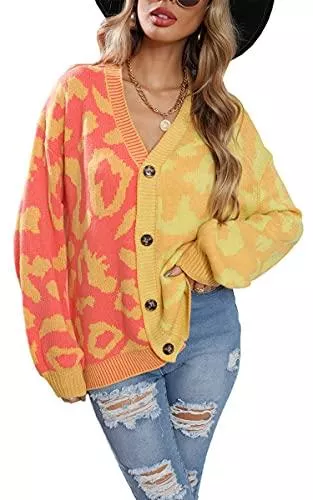 Spec4Y Strickjacken Spec4Y Damen Herbst Winter Cardigan Top,Lange ÄRmel Casual Mantel Pullover Coat Strickjacke Tops Streifen