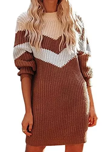 GOSOPIN Freizeit GOSOPIN Damen Strick Kleid Strick Pullover Dress Kleid Frauen einfarbig Pulli Kleid Asymmetrischer Ausschnitt Bodycon Kleid Lange Freizeitkleid Winter Herbst