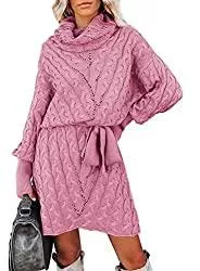 SIDEFEEL Freizeit SIDEFEEL Damen Strickkleid Einfarbig Pulloverkleid Pullikleid Winterkleider Strickpullover Kleid Pullover Kleid Sweater Kleid S-XL