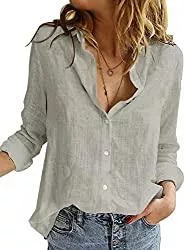 FIYOTE Blusen & Tuniken FIYOTE Damen Oberteile Hemd Casual Bluse Elegant V-Ausschnitt Langarmshirt Tops Tunika 5 Farbe S/M/L/XL/XXL