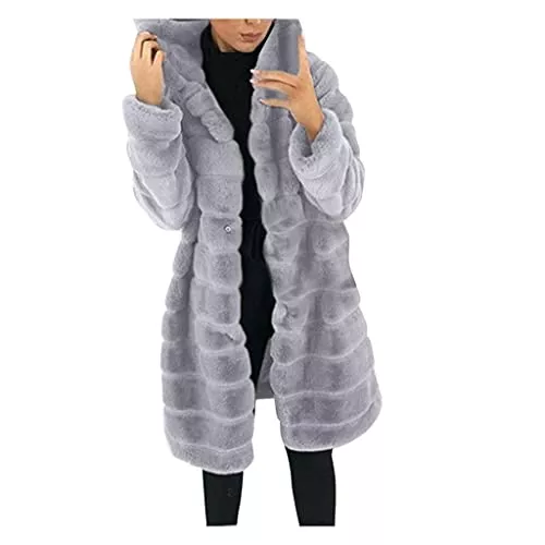 CHENGY Mäntel CHENGY Wintermantel Damen Warm Kapuzenjacke aus Kunstpelz Damen Winter Lange Jacke Mantel Herbst Winter Frauen Cardigan Mantel Lange Übergangsjacke Plüschjacke mit Fell