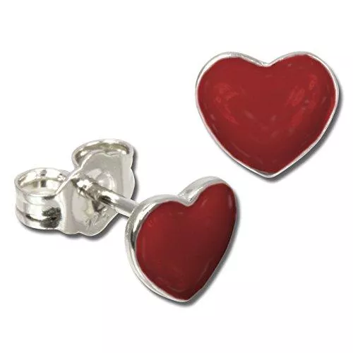 Teenie-Weenie Uhren Teenie-Weenie Ohrringe für Kinder 925 Silber Ohrstecker Herz rot SDO601R