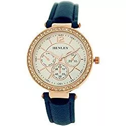 Henley Uhren Henley rosegoldf. mit Strass BES. GEH. Chronoeffekt Damen Armbanduhr H06105.6