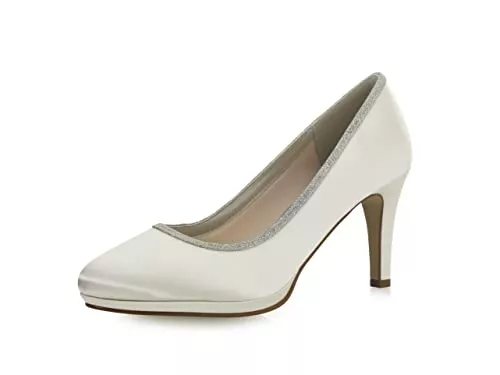 Rainbow Club High Heels Rainbow Club Brautschuhe Yanna - Damen Pumps gepolstert, Glitzer, Ivory/Creme/Weiss, Satin