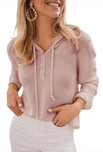 Spec4Y Pullover & Strickmode Spec4Y Hoodie Damen Langarm V-Ausschnitt Kordelzug Kapuzenpullover Gestreift Farbblock Lässige Pullover Sweatshirts mit Taschen