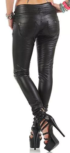 Blue Rags Hosen Blue Rags Kunstlederhose Damen Jeans Hose schwarz Slim fit