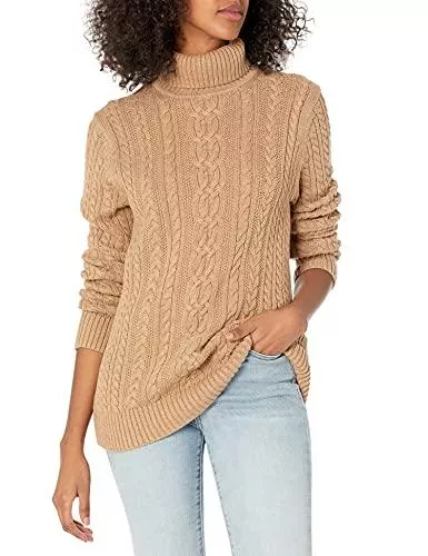 Amazon Essentials Pullover & Strickmode Amazon Essentials Damen Fisherman Cable Turtleneck Sweater