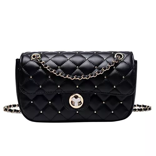 KESUDE Taschen & Rucksäcke KESUDE Damen Umhängetasche Kleine - Taschen Damen PU Leder Handtasche Schultertasche mit Kette und Gesteppte, City Clutch Crossbody Bag für Damen &amp; Frauen - Schwarz