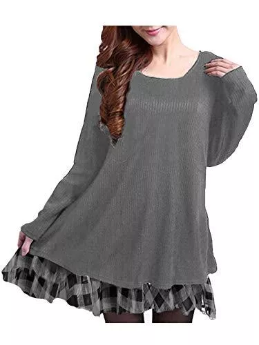 ZANZEA Freizeit ZANZEA Pullover Damen Langarm Stricken Strickkleid Pulloverkleid Rundhals Longpullover Dünne Lässige Stricken Kleider