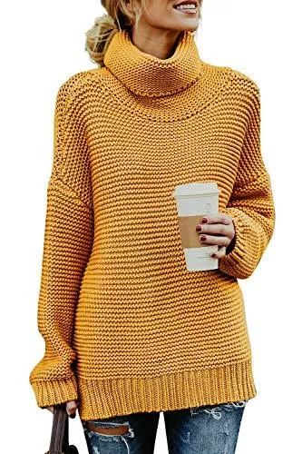 CLOUSPO Pullover & Strickmode CLOUSPO Pullover Damen Strickpullover Rollkragen Langarm Einfarbig Oberteile Winter