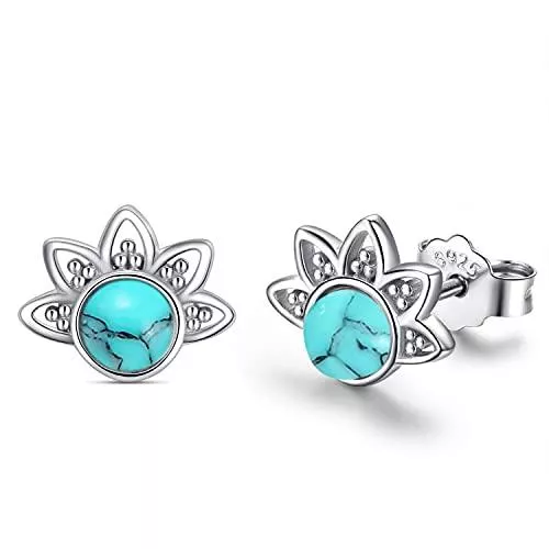 Midir&amp;Etain Schmuck Mondstein Ohrringe 925 Sterling Silber Blumenohrstecker für Frauen Lotus Hypoallergen Blumenohrringe Schmuck Geschenke für Teens Mädchen Beste Freundin