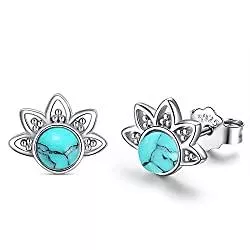 Midir&amp;Etain Schmuck Mondstein Ohrringe 925 Sterling Silber Blumenohrstecker für Frauen Lotus Hypoallergen Blumenohrringe Schmuck Geschenke für Teens Mädchen Beste Freundin