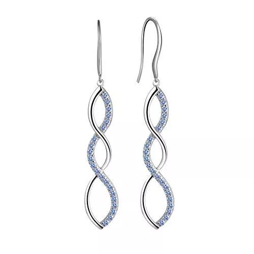 Aurora Tears Schmuck Aurora Tears Damen 925 Sterling Silber Ohringe Ohrhänger Spirale Design mit klein Kristall